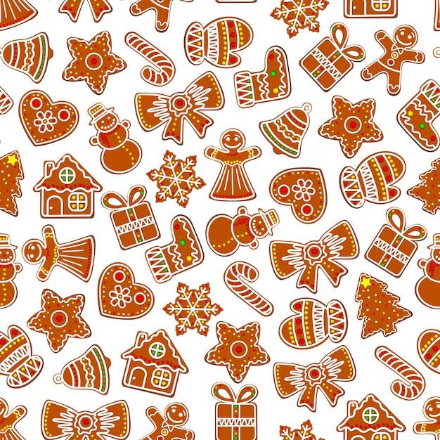 Patrón de galleta transparente de Navidad vector vacaciones