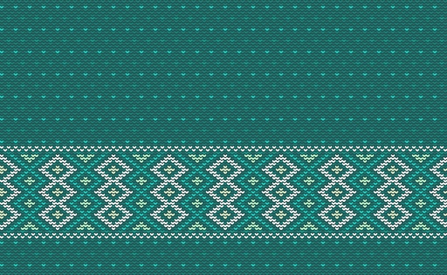 Patrón de ganchillo Fondo de punto de cruz vectorial Punto verde Estilo ikat decorativo étnico de punto