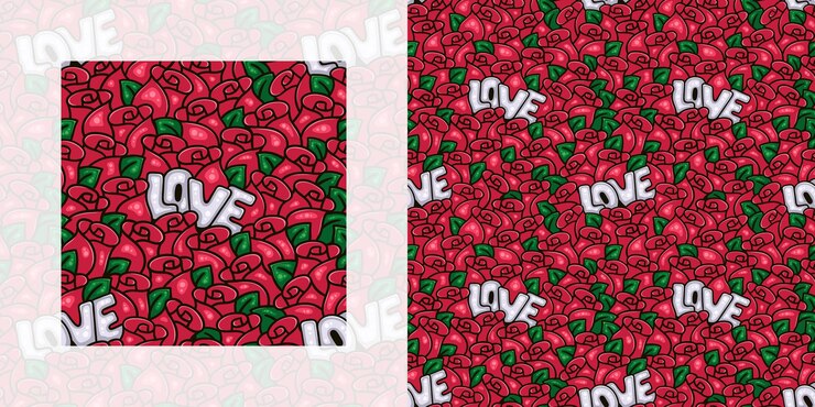 Patrón de garabato sin costuras con temas de amor para el día de san valentín y bodas