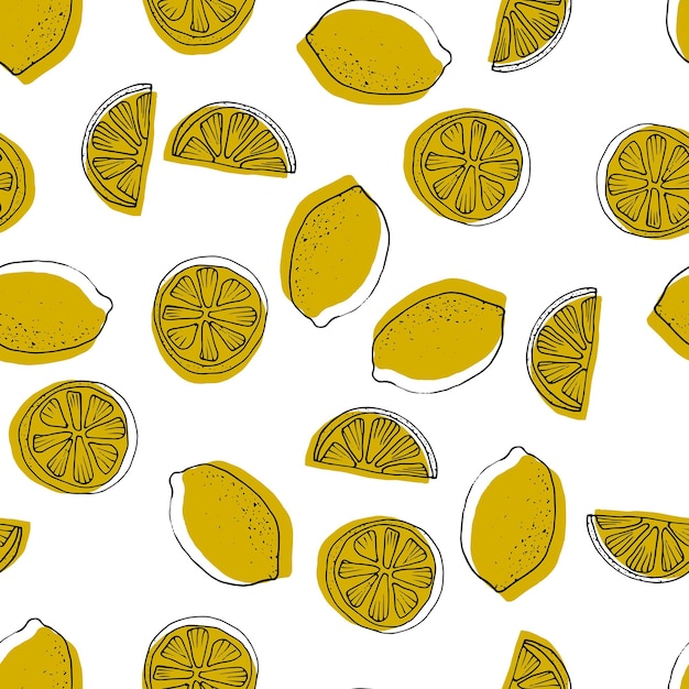 Patrón de garabato sin costuras de verano brillante con boceto de limas lindas Fondo de diseño de fondo de moda dibujado a mano tarjetas de felicitación invitaciones tela textil embalaje y papel tapiz