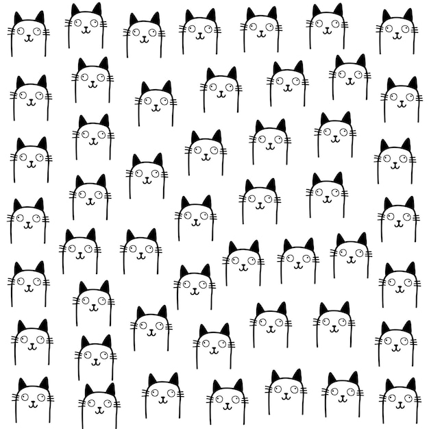 un patrón de gato blanco y negro con un fondo blanco