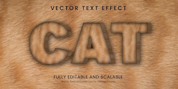 Vector patrón de gato editable con efecto de texto de gato realista