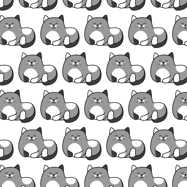 patrón de gatos sonrientes acostados sobre un fondo blanco