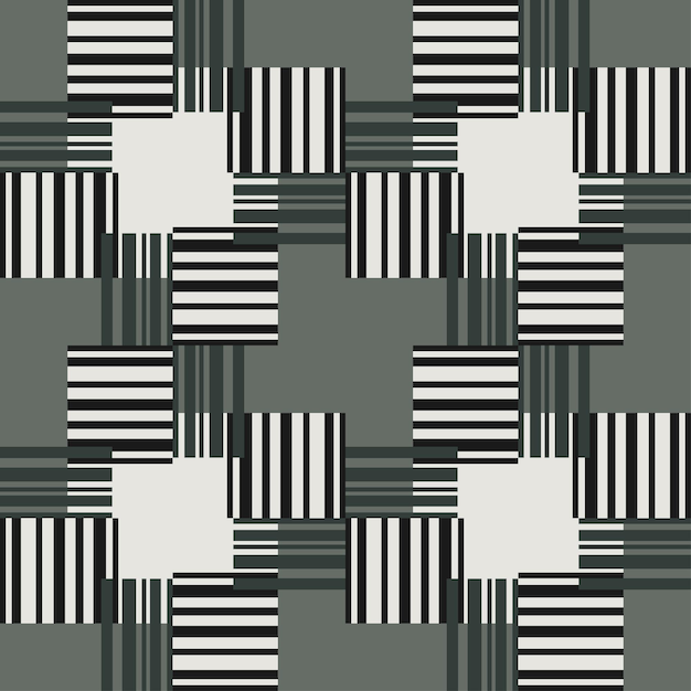 Patrón de geometría abstracta Rectángulos y líneas en tonos de gris y verde Efecto de rotación óptica