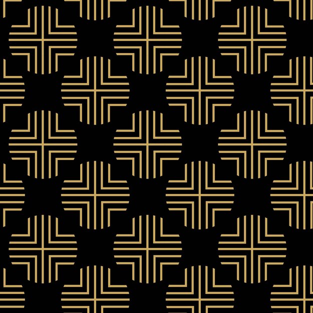 Patrón geométrico abstracto con círculos cruces rayas líneas fondo vectorial sin costuras