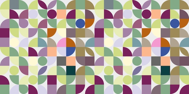 Patrón geométrico abstracto con círculos y cuadrados diseño geométrica de fondo vectorial sin costuras