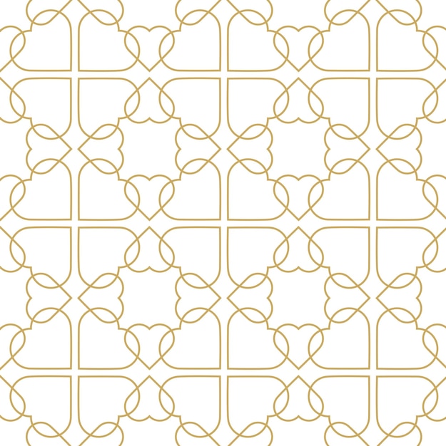 Patrón geométrico abstracto con corazones en fondo blanco Un fondo vectorial sin costuras Patrón gráfico moderno Patrón blanco y dorado