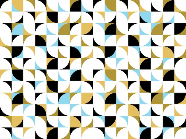 Patrón geometrico abstracto sin costuras con coloridos elementos simples de geometría papel tapiz de fondo en estilo retro de los años 70 azulejos de estilo constructivo Bauhaus