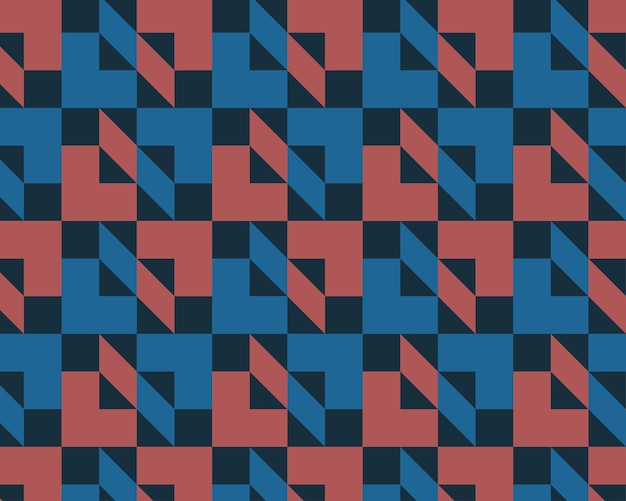 Patrón geométrico abstracto sin costuras con forma simple y hermosa combinación de colores azul y rojo.