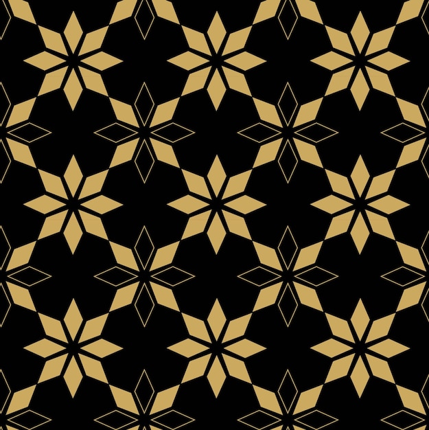 Patrón geométrico abstracto con cruces rayas líneas fondo sin costuras ornamento negro y dorado