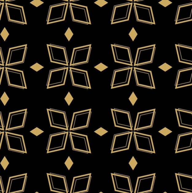 Patrón geométrico abstracto con cruces rayas líneas fondo sin costuras ornamento negro y dorado