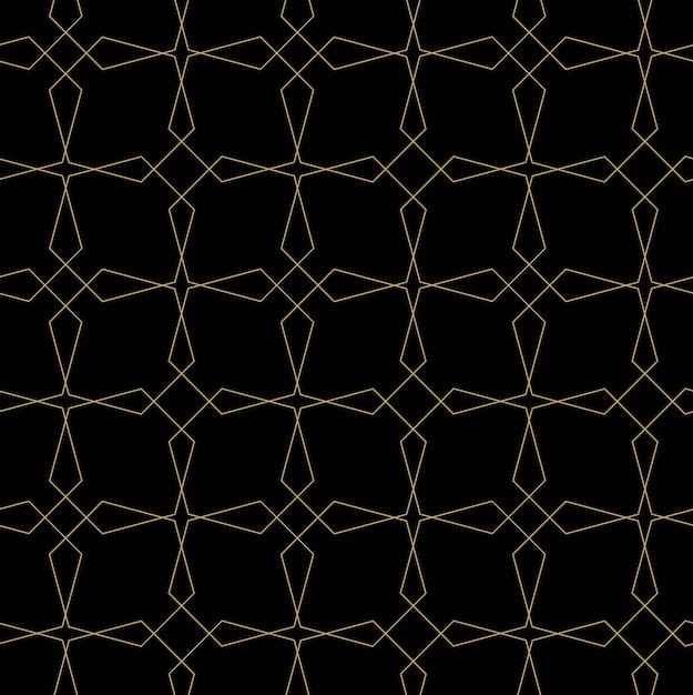 Patrón geométrico abstracto con cruces rayas líneas fondo sin costuras ornamento negro y dorado