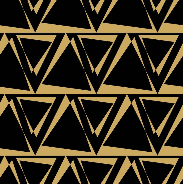 Patrón geométrico abstracto con cruces rayas líneas fondo sin costuras ornamento negro y dorado