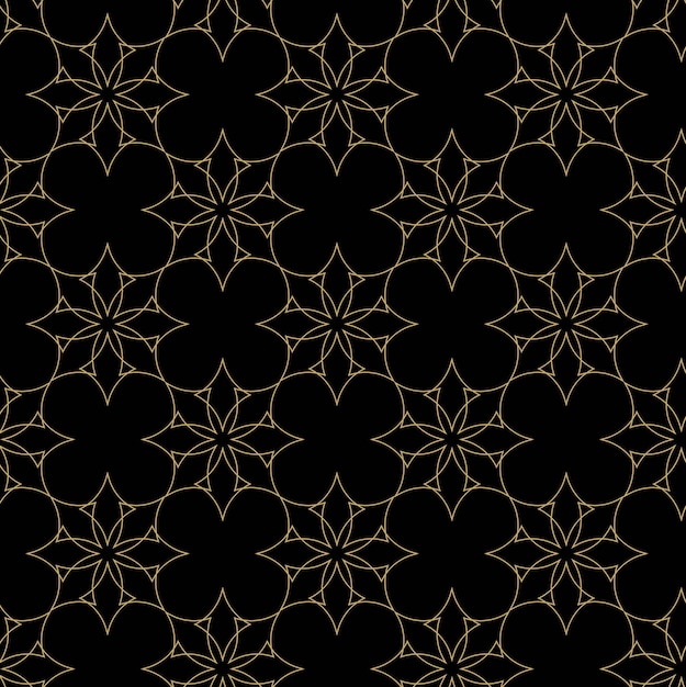 Patrón geométrico abstracto con cruces rayas líneas fondo vectorial sin costuras ornamento negro y dorado diseño gráfico reticulado moderno