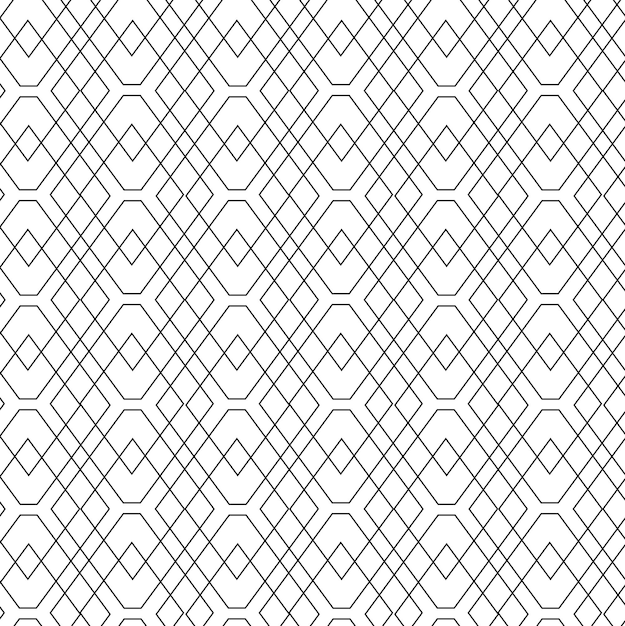 Patrón geométrico abstracto con cuadrados cruces rayas líneas fondo vectorial sin costuras ornamento blanco y negro diseño gráfico reticulado moderno
