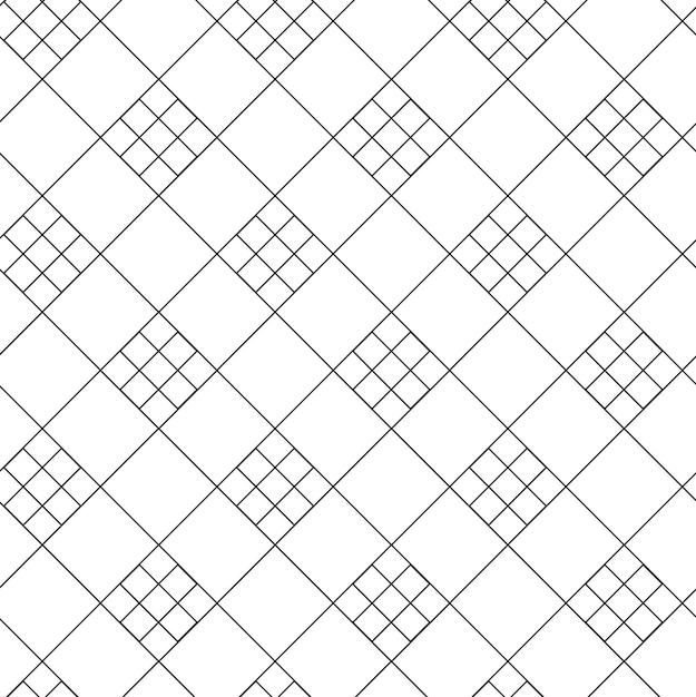 Patrón geométrico abstracto con cuadrados cruces rayas líneas fondo vectorial sin costuras ornamento blanco y negro diseño gráfico reticulado moderno