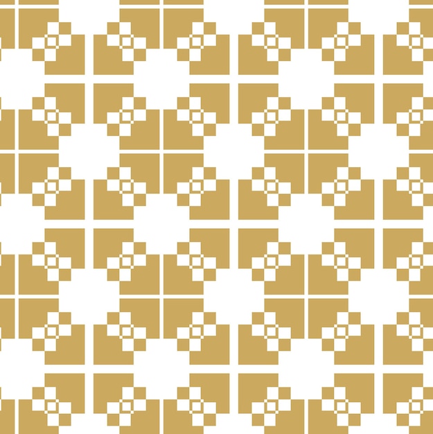 Patrón geométrico abstracto con cuadrados rayas líneas fondo sin costuras ornamento blanco y dorado