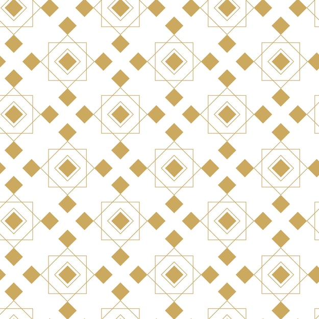 Patrón geométrico abstracto con cuadrados rayas líneas fondo sin costuras ornamento blanco y dorado