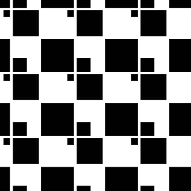 Patrón geométrico abstracto con cuadrados rayas líneas fondo sin costuras ornamento blanco y negro