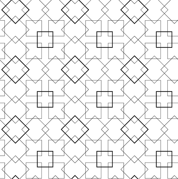 Patrón geométrico abstracto con cuadrados rayas líneas fondo sin costuras ornamento blanco y negro