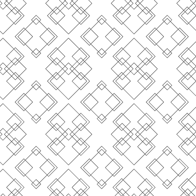 Patrón geométrico abstracto con cuadrados rayas líneas fondo sin costuras ornamento blanco y negro