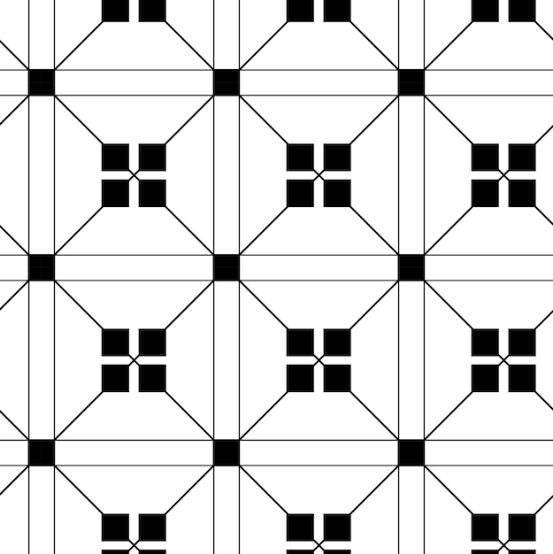 Patrón geométrico abstracto con cuadrados rayas líneas fondo sin costuras ornamento blanco y negro