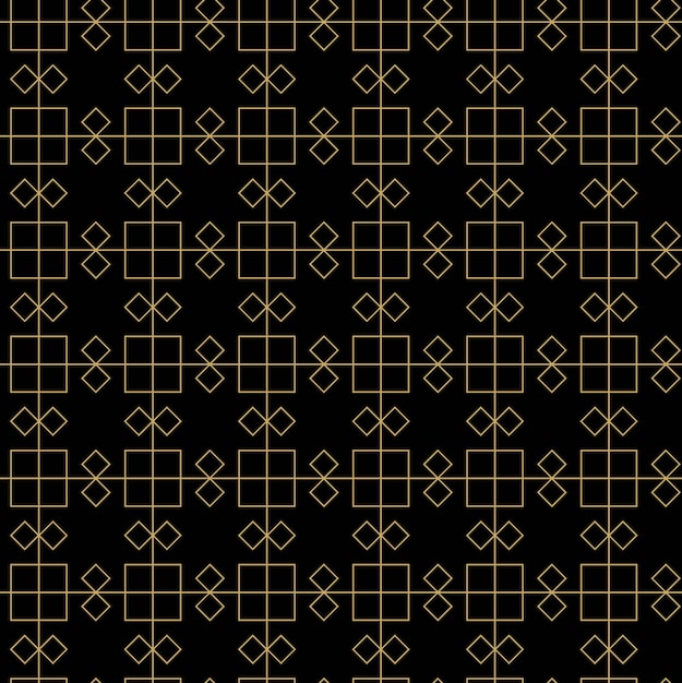 Patrón geométrico abstracto con cuadrados rayas líneas fondo sin costuras ornamento negro y dorado