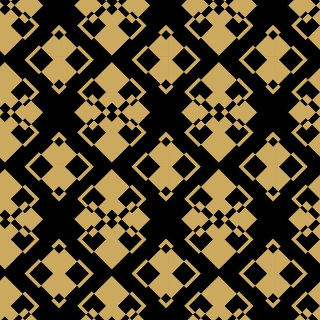 Patrón geométrico abstracto con cuadrados rayas líneas fondo sin costuras ornamento negro y dorado