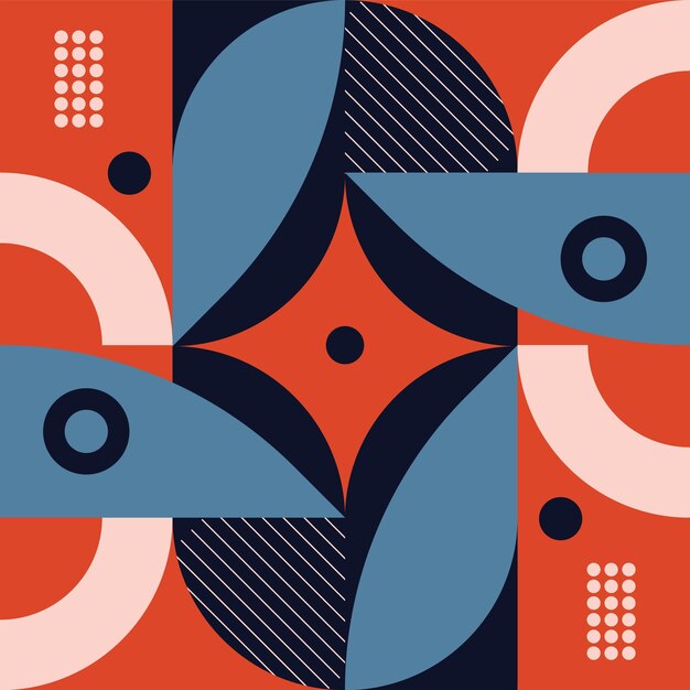 Patrón geométrico abstracto con diseño minimalista naranja azul crema tonos oscuros