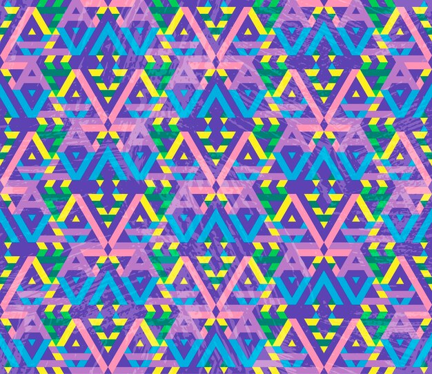 Patrón geométrico abstracto sin fisuras con diferentes formas y textura grunge. triángulos, rombos