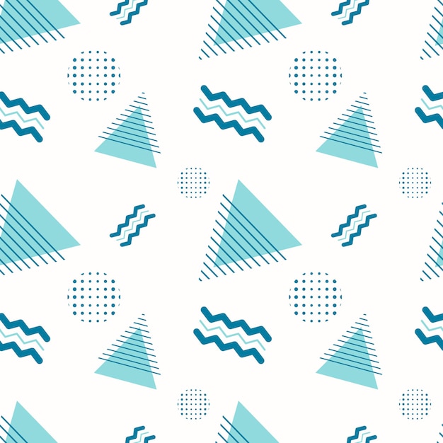 Patrón geométrico abstracto sin fisuras. Fondo o papel de regalo con varias formas, triángulos, zigzags y puntos sobre un fondo blanco. Plantilla de adorno.