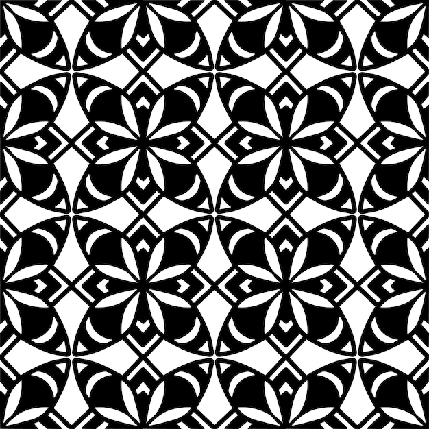 Patrón geométrico abstracto floral blanco y negro sin costuras para diseño e impresión textil