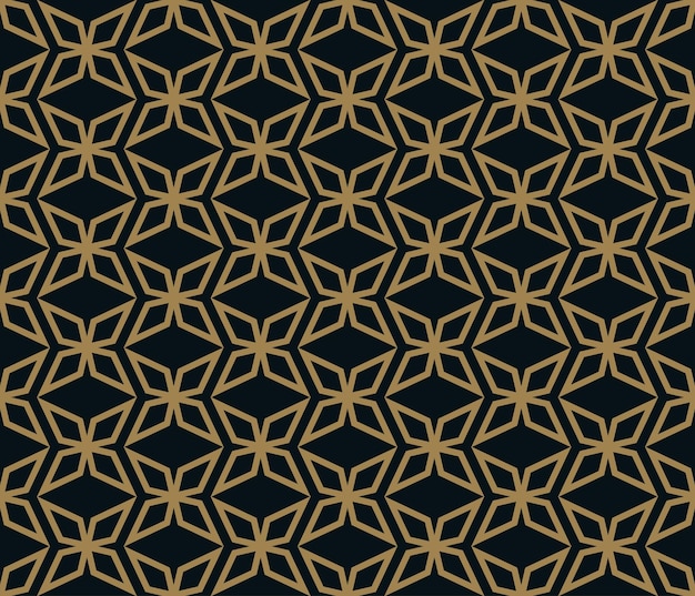 Patrón geométrico abstracto con líneas Un fondo vectorial sin costuras Textura azul negra y dorada