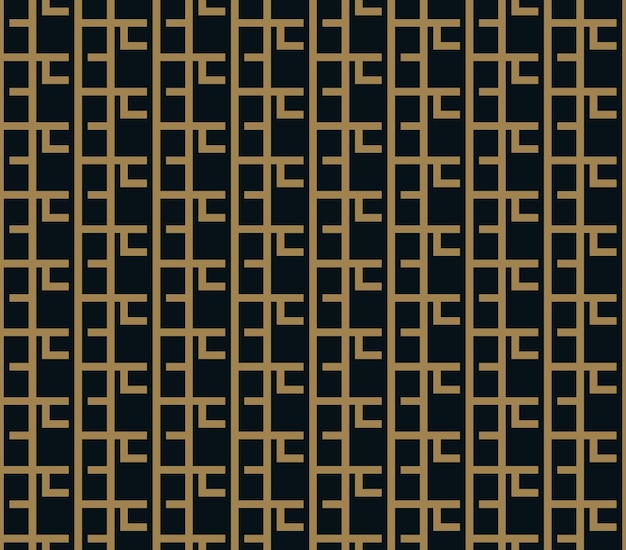 Patrón geométrico abstracto con líneas Un fondo vectorial sin costuras Textura azul negra y dorada
