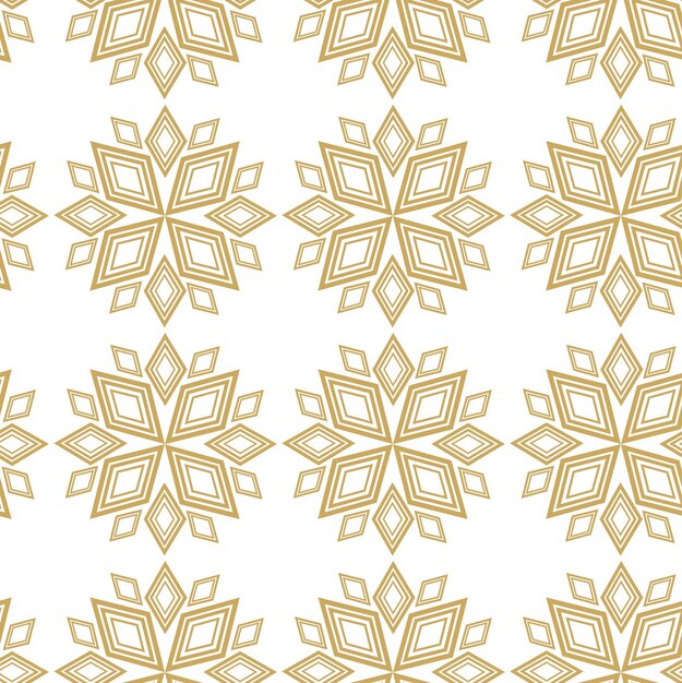 Patrón geométrico abstracto con líneas de rayas Fondo sin costuras Ornamento floral blanco y dorado