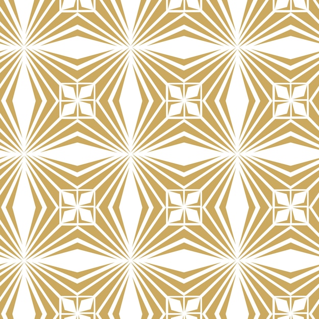 Patrón geométrico abstracto con líneas de rayas Fondo sin costuras Ornamento floral blanco y dorado