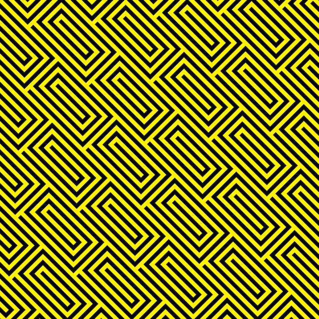 Patrón geométrico abstracto con líneas de rayas Fondo vectorial sin costuras amarillo y negro