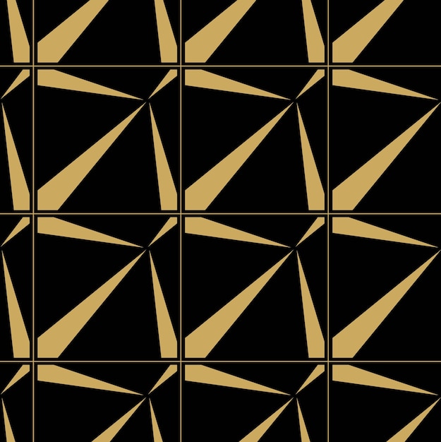 Patrón geométrico abstracto con líneas de rayas Fondo vectorial sin costuras Ornamento negro y dorado