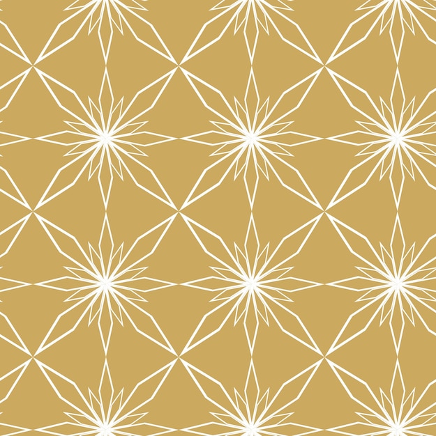Patrón geométrico abstracto con líneas de rayas V telón de fondo sin costura Ornamento floral blanco y dorado