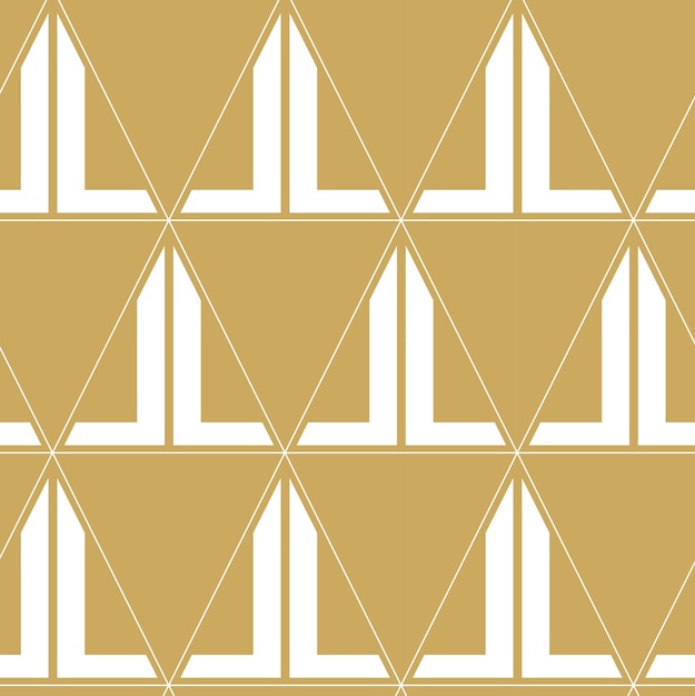 Patrón geométrico abstracto con líneas triangulares y rayas en fondo dorado Un fondo sin costuras