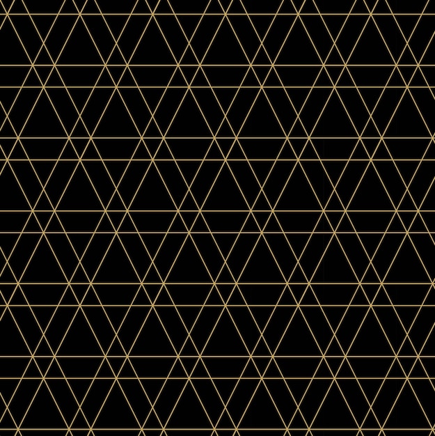 Patrón geométrico abstracto con líneas triangulares y rayas en fondo negro Un fondo vectorial sin costuras Patrón gráfico moderno Patrón negro y dorado