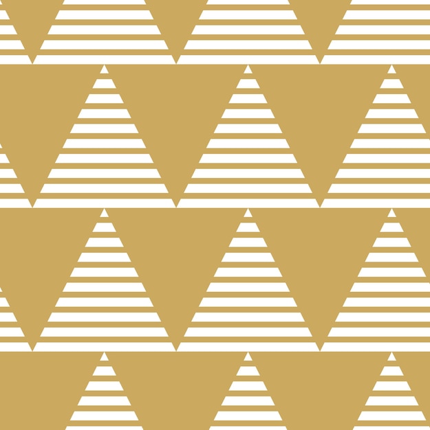 Patrón geométrico abstracto con triángulo y rayas en fondo dorado Un fondo vectorial sin costuras Patrón gráfico moderno Patrón blanco y dorado