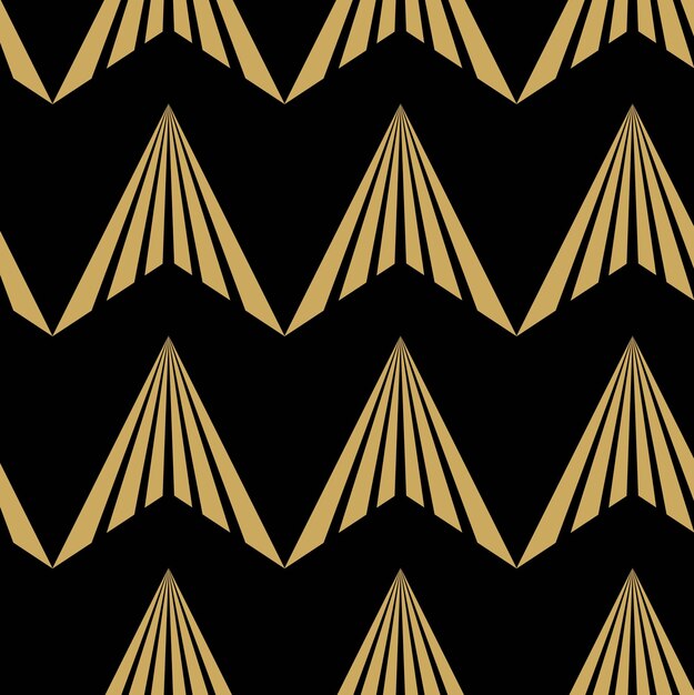Patrón geométrico abstracto con triángulo sobre fondo negro Un fondo vectorial sin costuras Patrón gráfico moderno Patrón negro y dorado