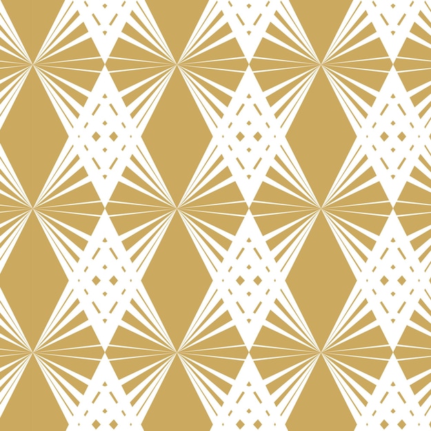 Patrón geométrico abstracto con triángulos rayas líneas fondo sin costuras ornamento blanco y dorado
