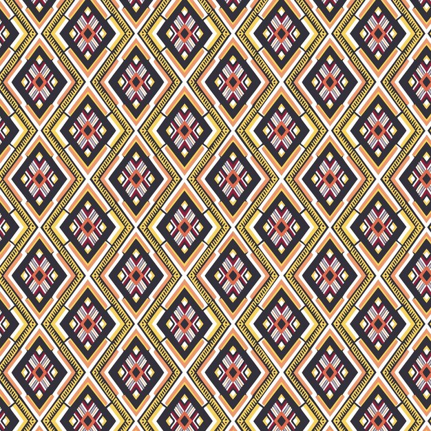 Patrón geométrico azteca sin costuras con elementos étnicos para el vector de diseño de telas y textiles