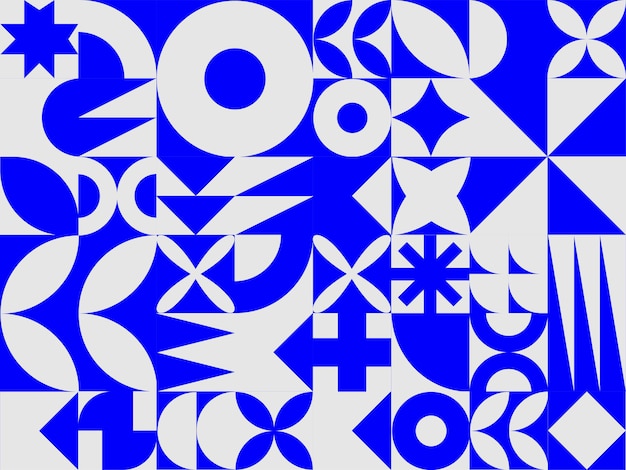 patrón geométrico azul y blanco fondo impreso patrón de formas de Bauhaus