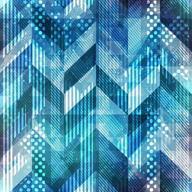 Patrón geométrico azul sin costuras con efecto grunge archivo vectorial eps 10