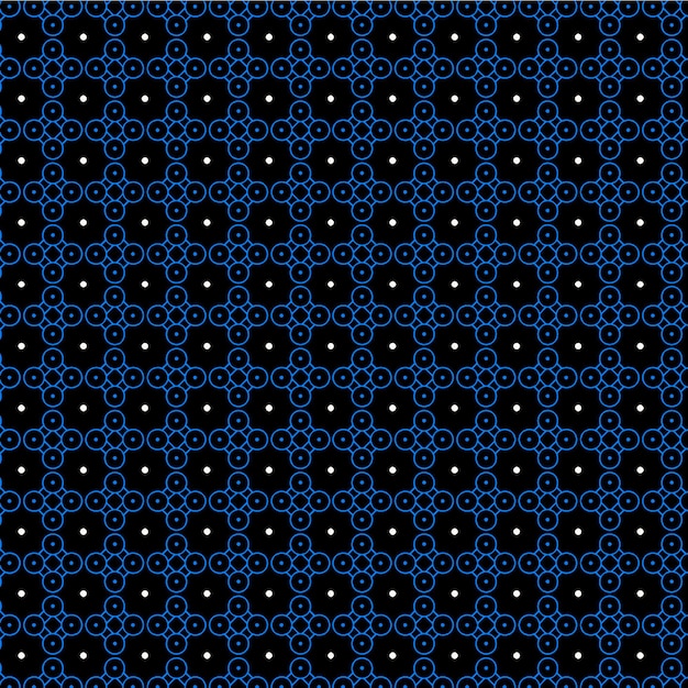 un patrón geométrico azul y negro con círculos y puntos