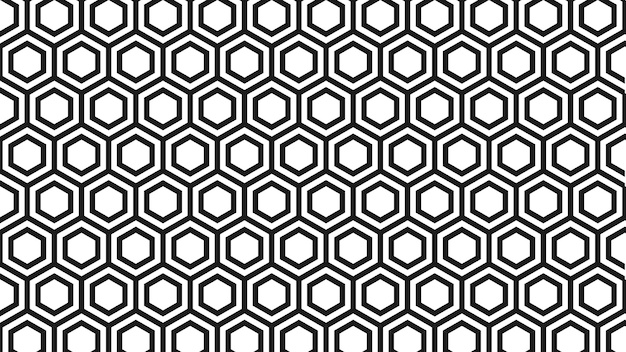 un patrón geométrico en blanco y negro con un hexágono
