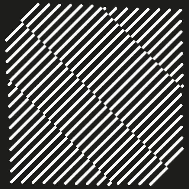 Patrón geométrico en blanco y negro con líneas diagonales que se cruzan creando una textura visual